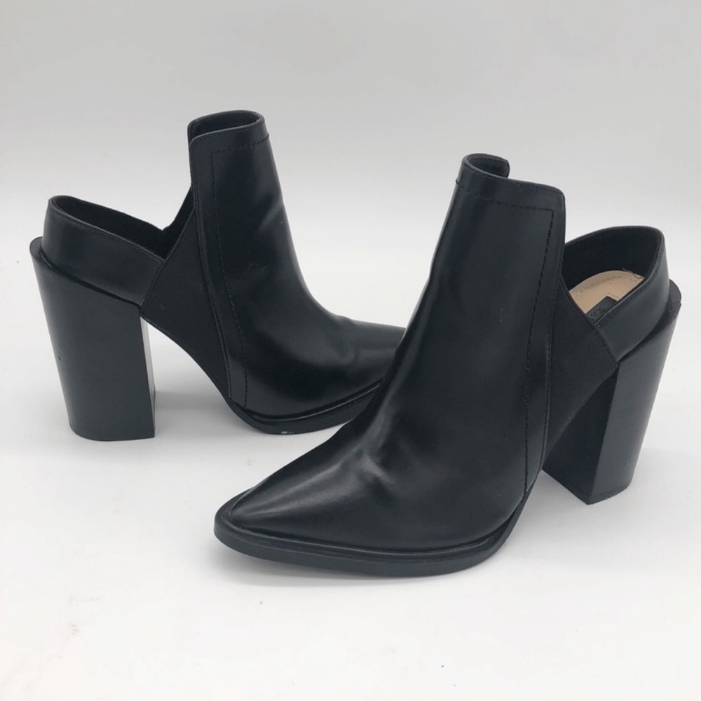 Zara Trafaluc Black Leather High Heel Mule Booties